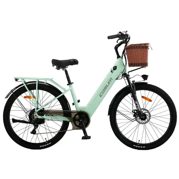 CYSUM X-City Women's Electric City Bike 26-Inch Aluminum with 250W 10Ah Motor Speed 25km/h EN Certified