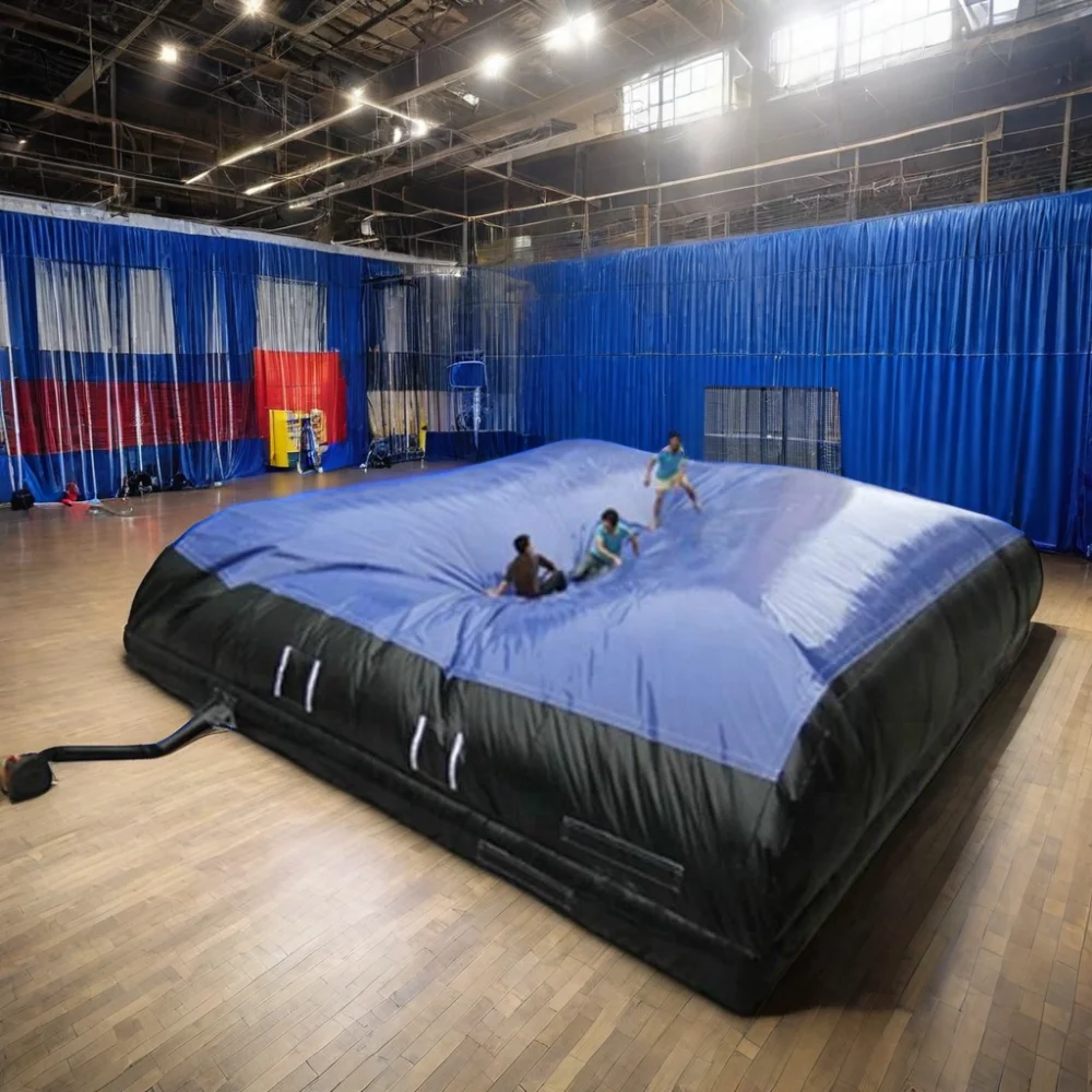 Freestyle Ski Stunt Big Deep Blue Customized Inflatable Jumping Landing airbag Inflatable air Bag for Stunt
