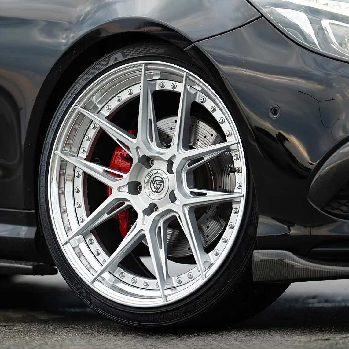 XL Sliver Brushed Polished Rim 5x114.3 5x120 5x112 Racing Car Wheel 2-Piece Deep Dish Concave Forged Wheel - Image 1