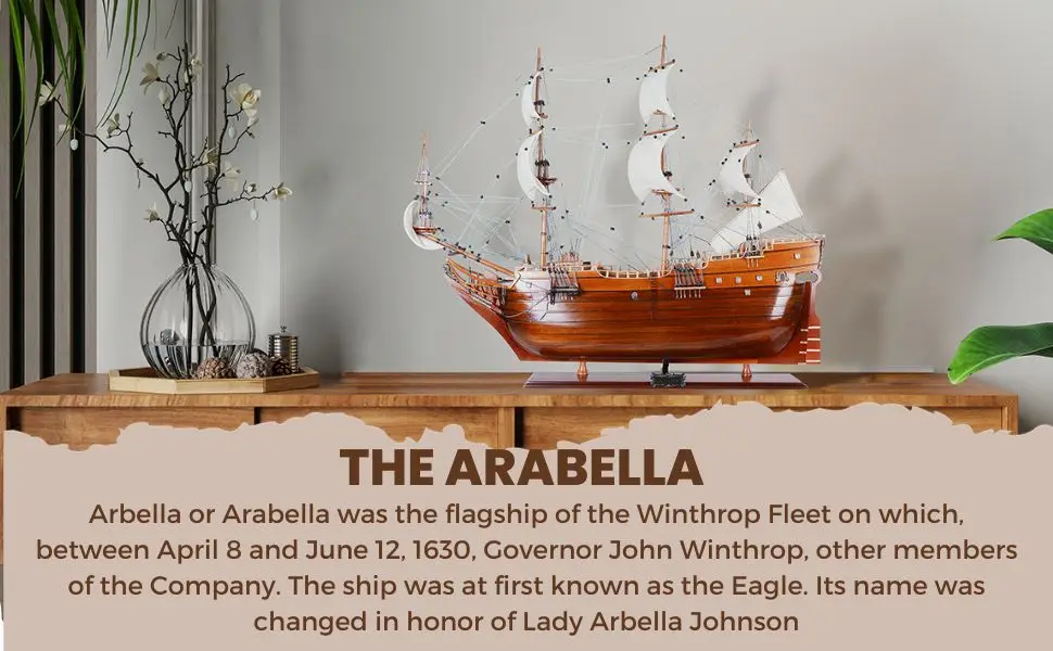 Arabella Model Ship Handcrafted Wooden Replica With Display Stand