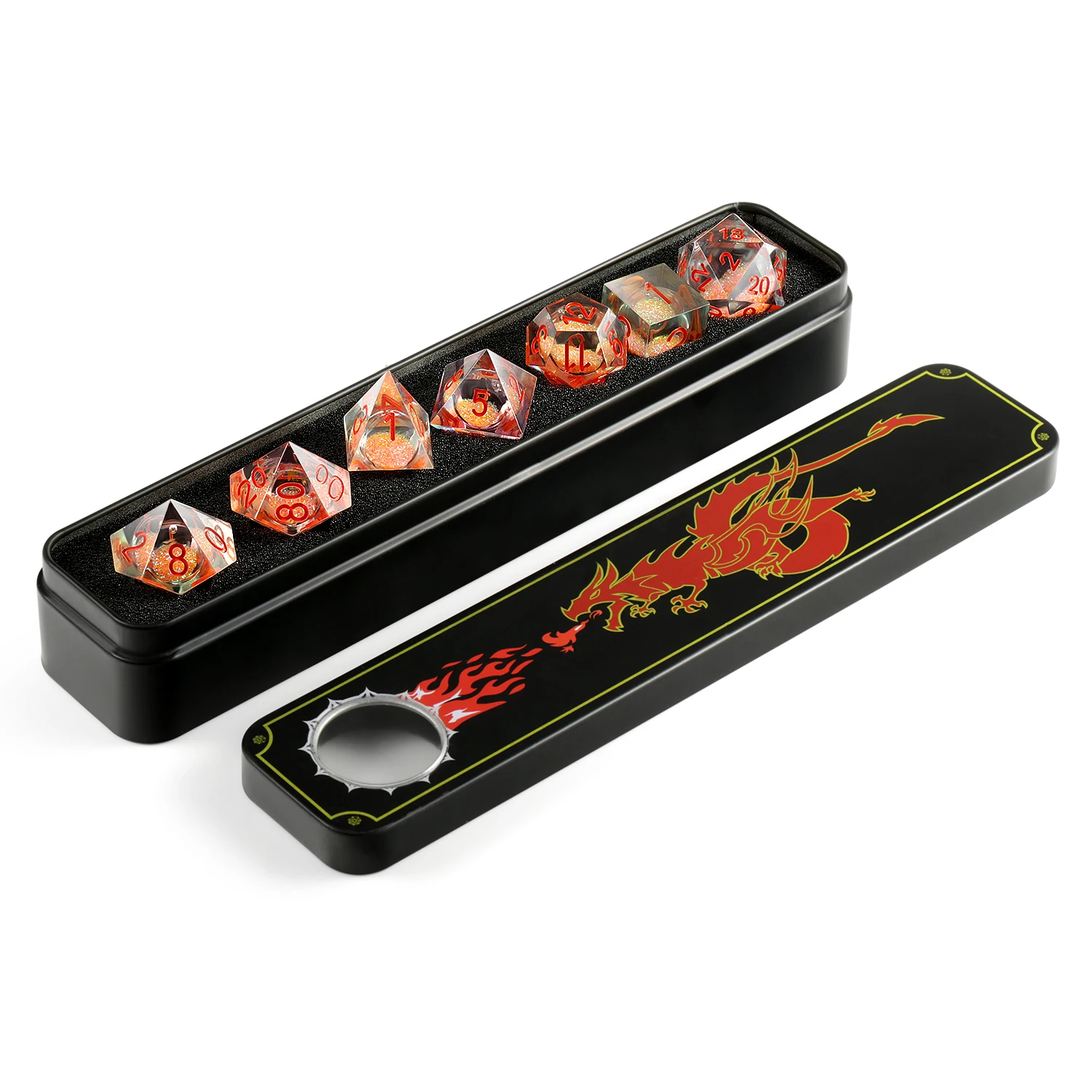 In Store Dnd Liquid Core Dice Set,7pcs Resin Liquid Core Filled Sharp