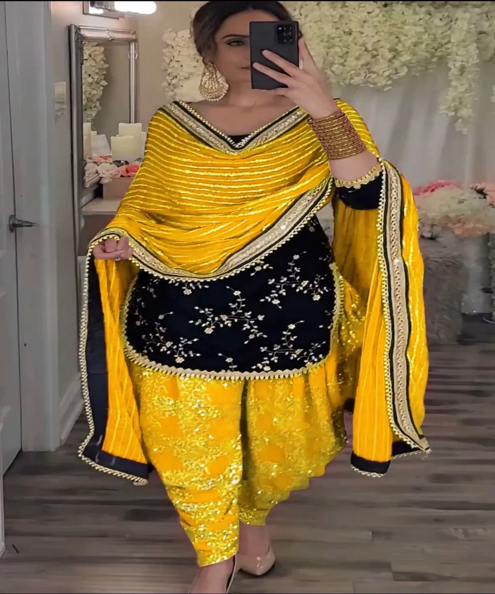 Designer Islamic Clothing Women Abaya with Dhoti in Formal Saudi Arabian Style with Hijab and Beaded Kaftan