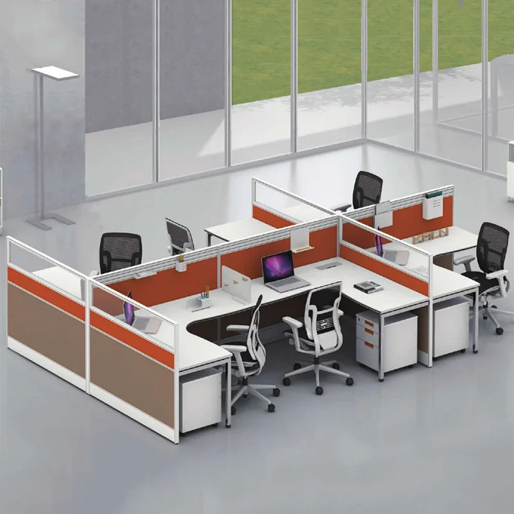 Modular Office Tables Call Center Cubicles 6 Person Workstation Office Table Office Furniture With Steel Leg and Screen