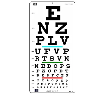 Mars International Traditional Snellen Eye Chart With Red Green Bars ...