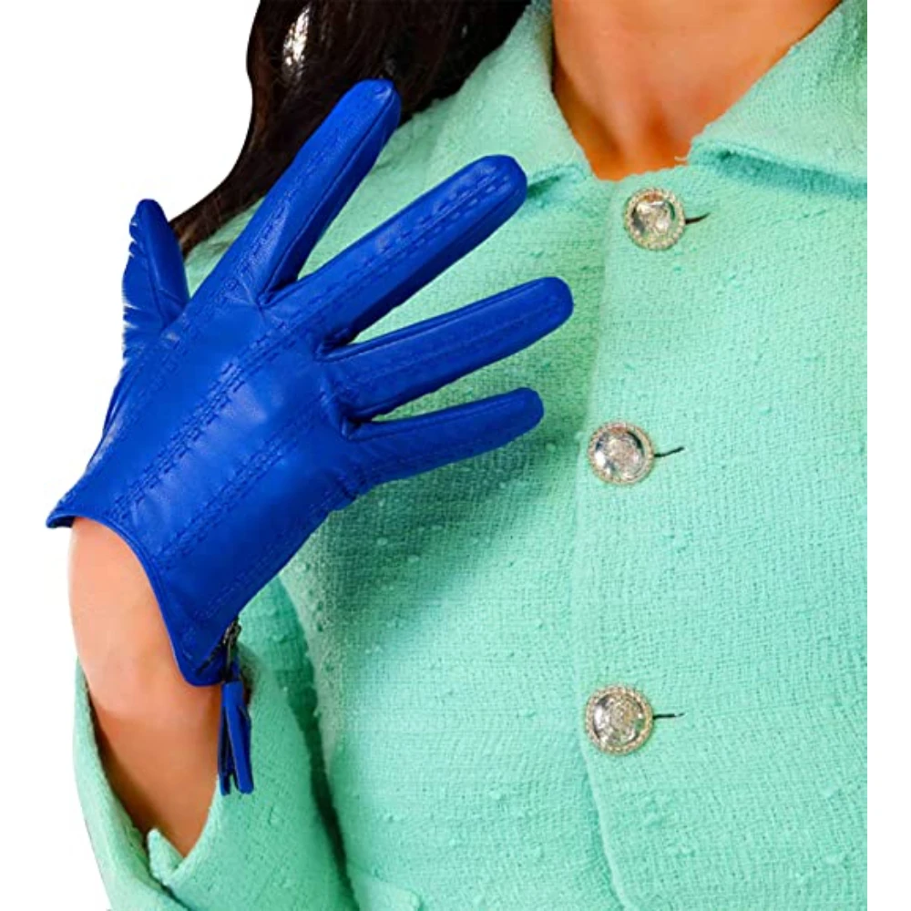 Перчатки из искусственной овечьей кожи ручной работы мягкие и без подкладки на молнии