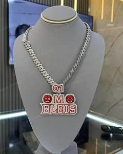 Luxurious Personalization Name Latter Red Enamel Horror 3D Carton VVS1 Moissanite Gold Plated Hip Hop Fully Iced Unisex