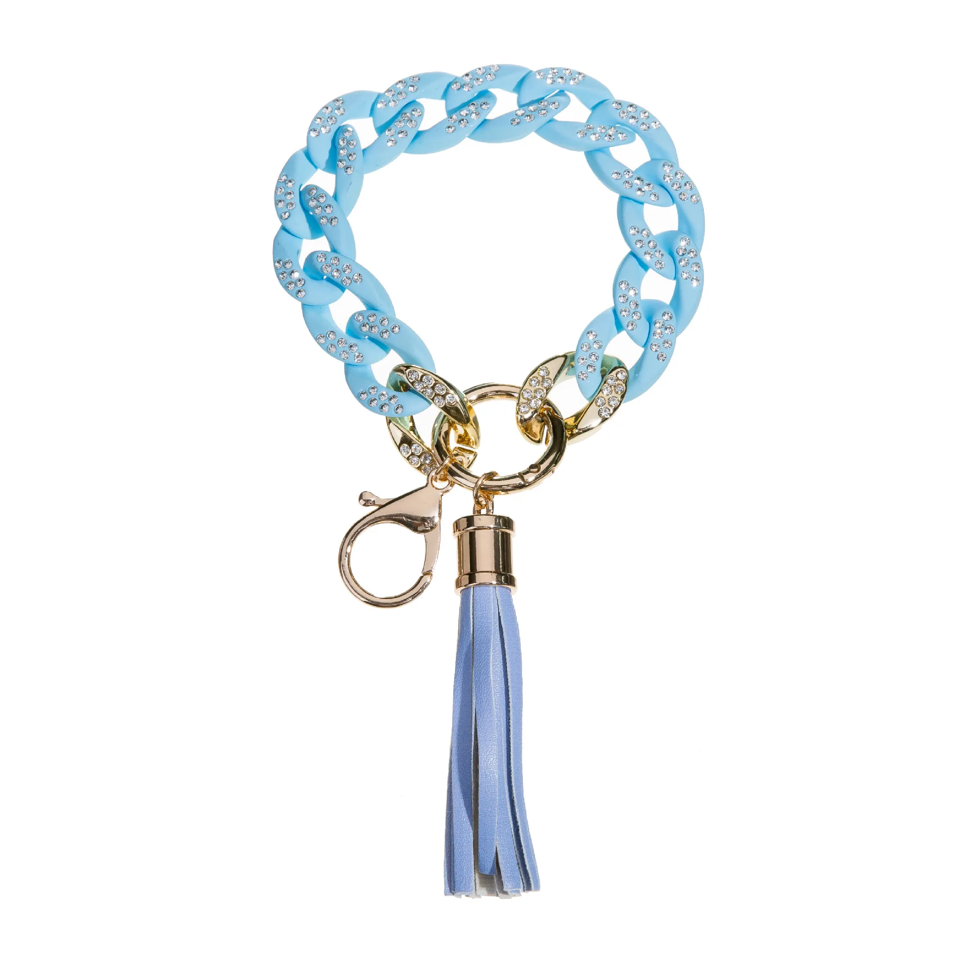 Link Chain Wristlet Keychain for Women Acrylic Bangle Key Ring Chunky Chain Link Bracelet Car Keys Bangle Circle Wrist Key Rings