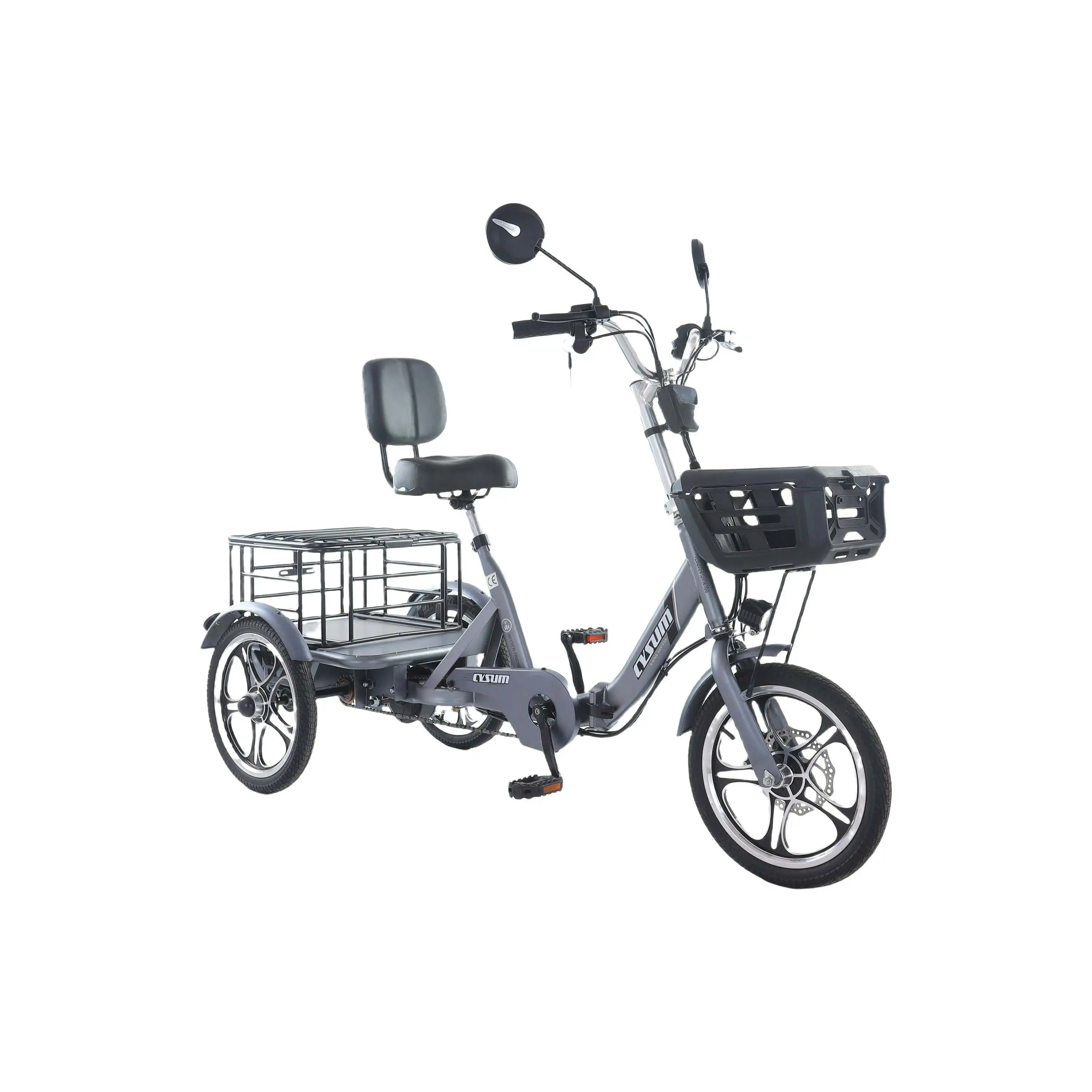48V 350W Brushless Hub Motor Rear-Drive Foldable Cargo E-Trike 16" Tire 25km/h Top Speed 200kg Max Load 100-150km Range High