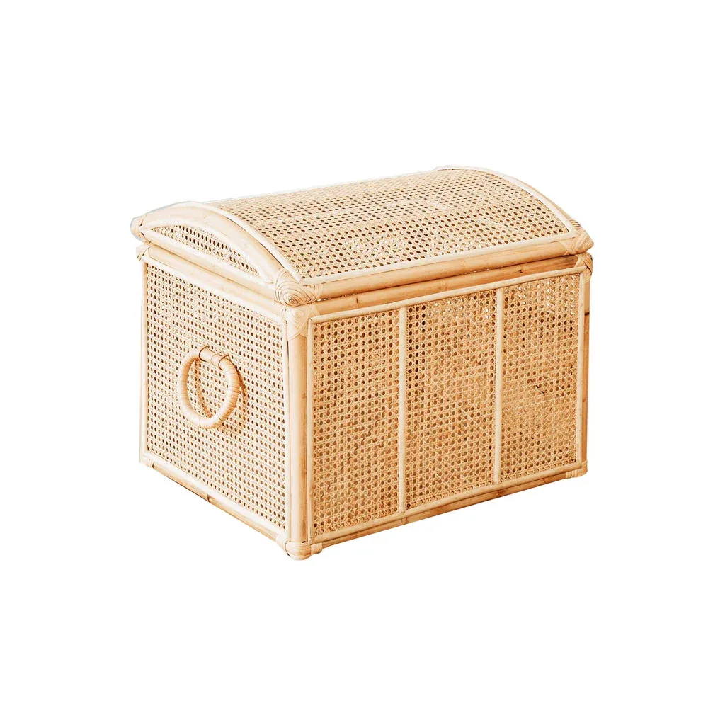 Boho Style Unique Rattan Storage Trunk, Toy Box, Woven Picnic Basket Home Clothes