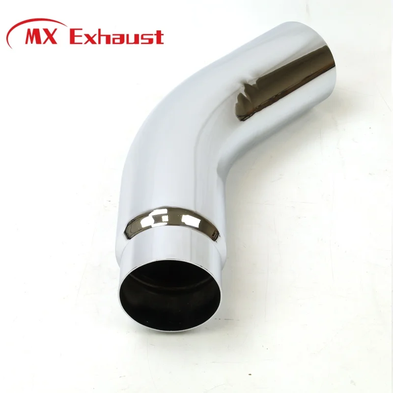 thumbnail interactive-video image 1 of 4" Inlet 6" Outlet Chromed Exhaust Elbow Tip With Clamp – 45° Turn-Down, 14 Gauge – For Pickups Trucks By Better-autoparts 1 of 3