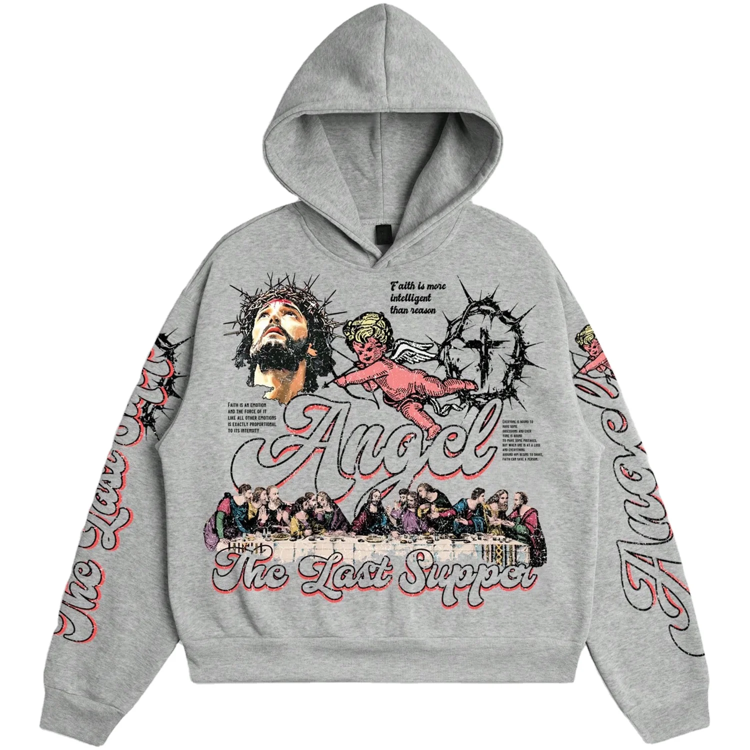 Glory Custom Premium Men’s Letter Print Tracksuit Custom Screen Printing Oversized Sweatshirt & Sweatpants Set