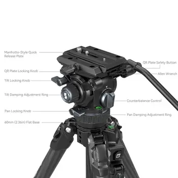 Small Rig 4259 Tribex Hydraulic Carbon Fiber Tripod Kit, Fast Extend Camera Video Tripod with 4-Step Counterbalance Fluid Head detail image