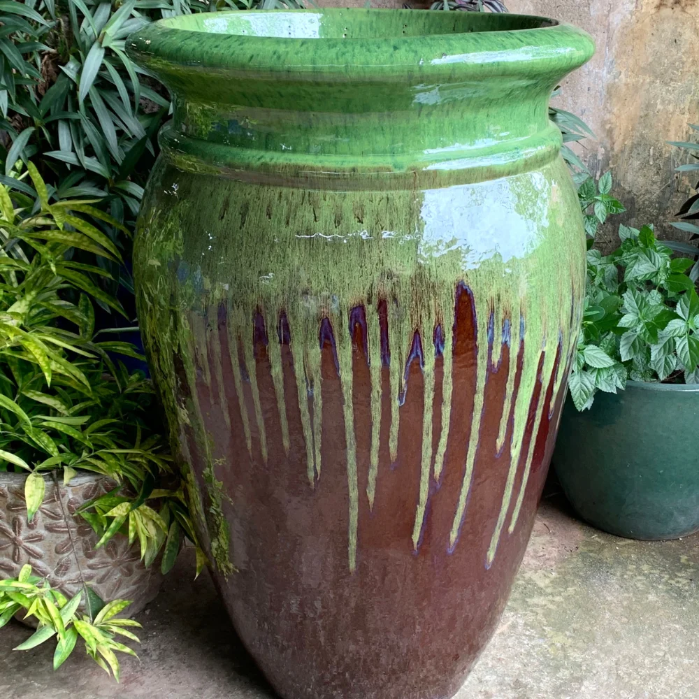 Go10252 Vietnam Glazed Ceramic Pot Garden Outdoor Antique Flower