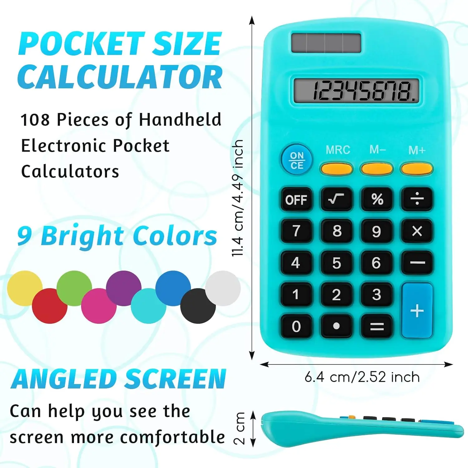 8 Digit Display Basic Calculator Solar Battery Dual Power Mini Calculator for Desktop Home Office School Students Kids
