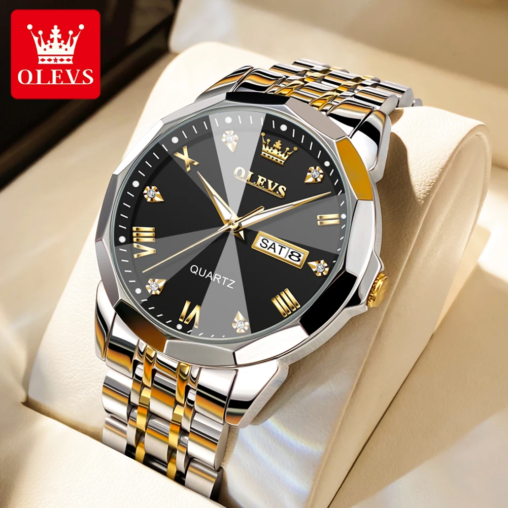 OLEVS 9931 Original Quartz Men s Watches Business Fashion Waterproof Luminous Date Diamond Daily Dress Luxury Gold Wristwatch