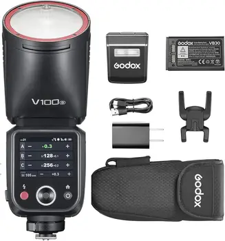 GODOX V100F Flash 100Ws Round Head Touch Screen Flash, Built-in Lithium Battery, for Sony ,Canon,Nikon,FUJIFILM Camera.