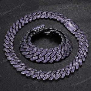 High Quality 925 Silver Iced Purple Moissanite Pendant Necklace 19mm Customized Gold Plated Hip Hop Style Party Best Price