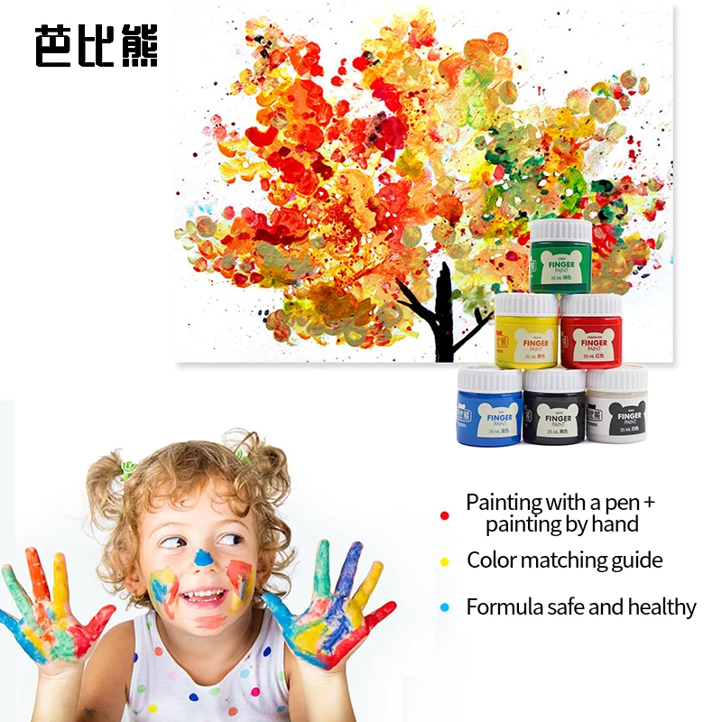 Mikailan детей Пальчиковые краски Арт Набор «сделай сам» моющиеся нетоксичные безопасные красочные пигменты для удовольствия 8401 8402 6 видов цветов