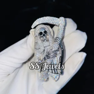 3D Devil VVS Moissanite Fully Iced Out Face Custom Bust Rapper Jewelry Rhodium Plated 925 Silver Hip Hop Necklaces