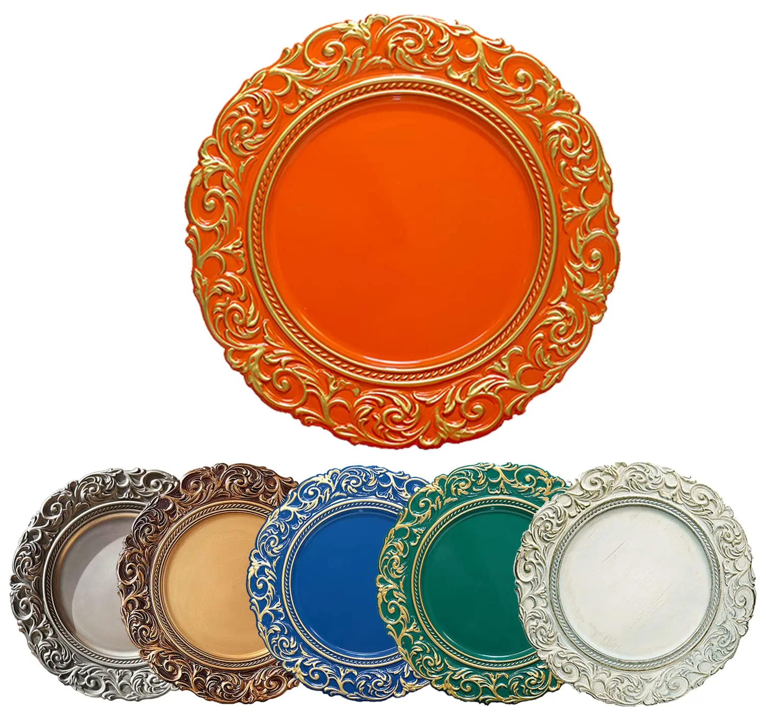 Antique Charger Plates With Gold Rim 13 Inch Dark Green Dinner Plate