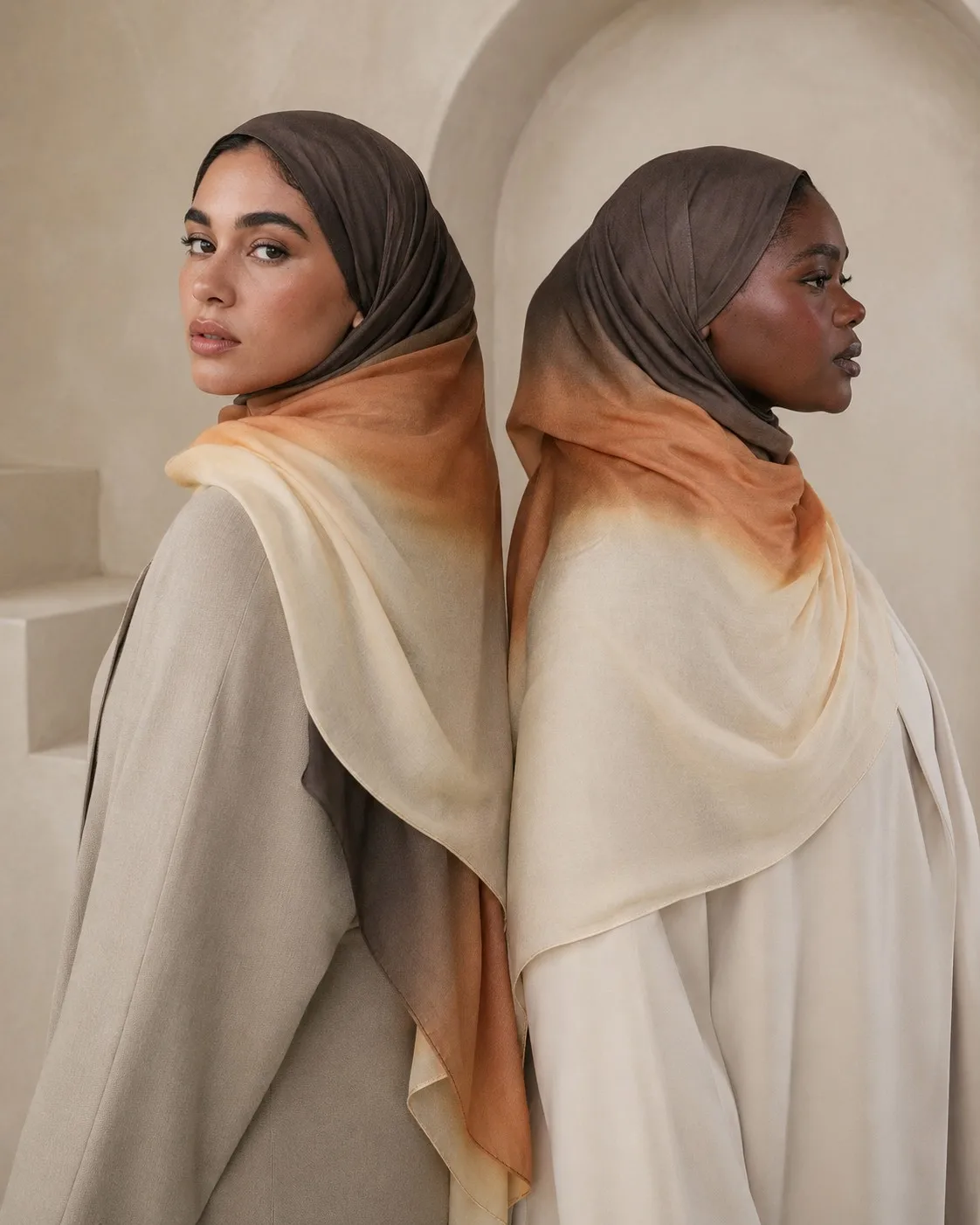 Custom Printed Modal Hijab Sunset Ombré view 3