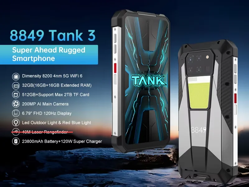 8849 Tank 3 Unihertz 5G Rugged Phone - 32GB, 512GB, 23800mah