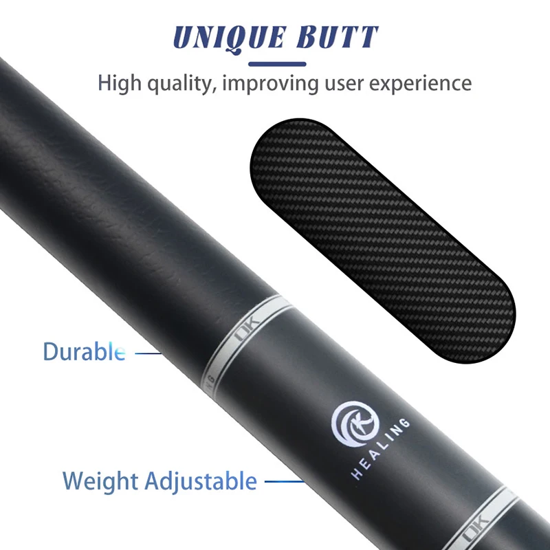 OKHEALING Pro Carbon Fiber Pool Cue - 12.5mm Leather Tip