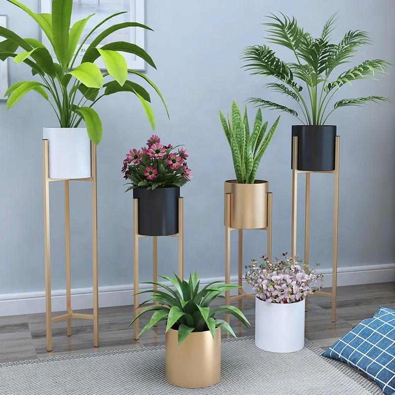 Factory Modern Planter Stand Plant Pots Round Flower Plant Stand Gold Metal for Indoor Outdoor High Quality Minimalist Iron