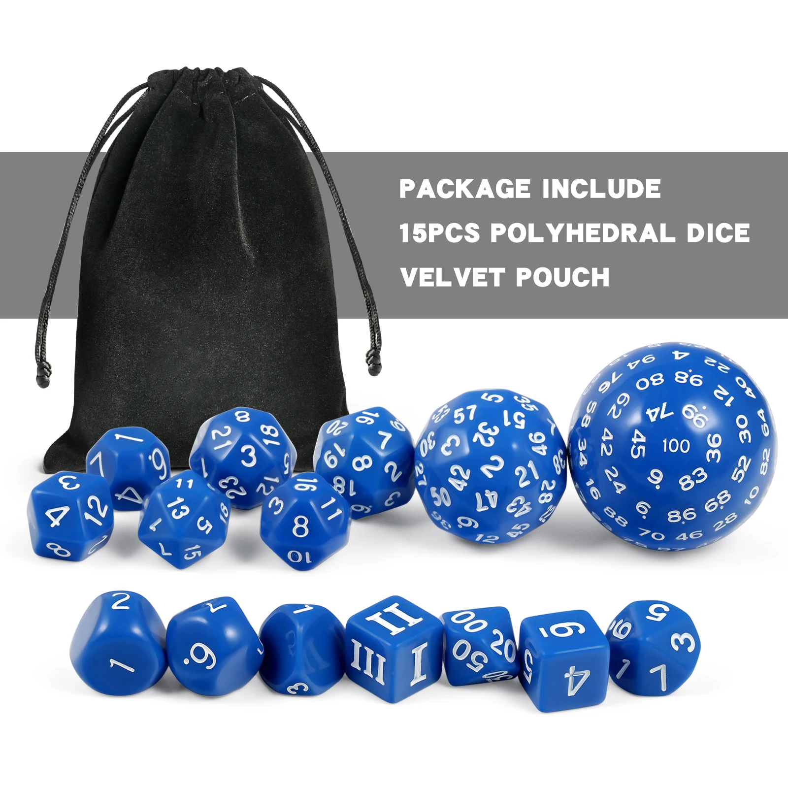 Lot De 15 Dés Polyédriques D3 à D100 – Noir Et Jaune, Acrylique De Qualité, Pour Jeux De Rôle Et Mathématiques