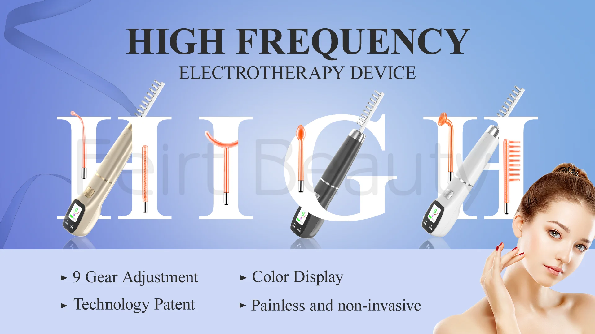 Feirt High Frequency Skin Facial Massager Facial Machine Acne Removal Therapy Portable Electrode