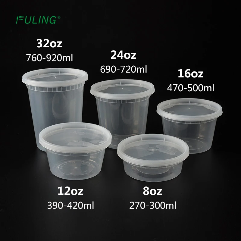 8 Oz 12 Oz 16 Oz 24 Oz 32 Oz Clear Round Disposable Plastic Pp Bpa Free