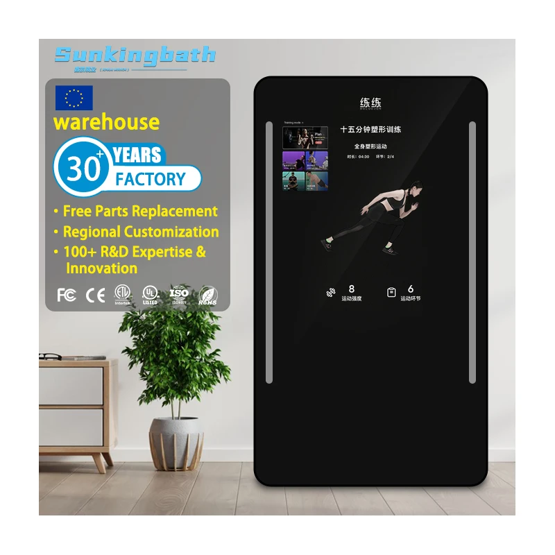 Wellness Oriented Smart Fitness Mirror Interactive Exercise Improvement Mirror Smart Fitness Mirror Gym System Pilates