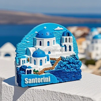 Magnete Da Frigorifero 3D Grecia – Insalata Greca Souvenir, Fatto A Mano In Resina, Diametro 5,9 Cm