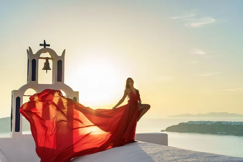 Custom Red Flowy Long Train Dress for Pre-Wedding Photo Shoot Women and  Baby's Shower Photo Shoot Wedding Genre