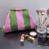 Dumpling Bag Vertical Stripes Pink Green