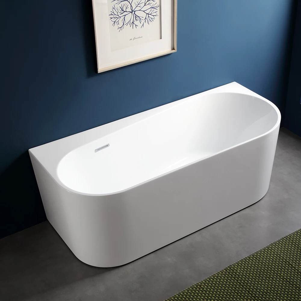 Snow White Solid Stone Tub Easy To Clean Solid Surface Tub Customized