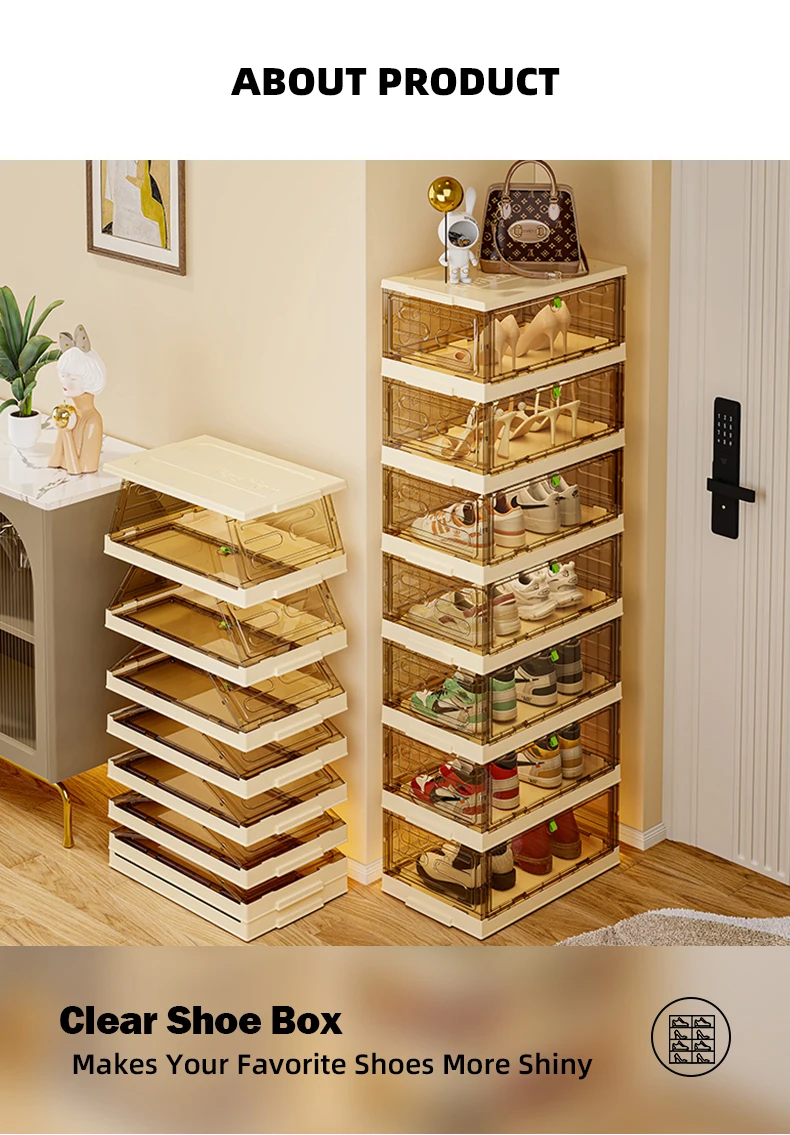 2 column foldable shoe cabinet plastic shoe organizer portable entryway shoe organizer-2