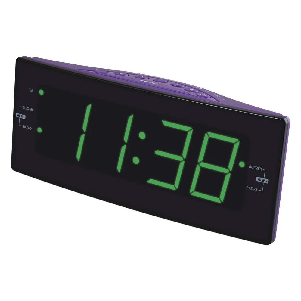 CR-370 Modern 1.8\" LED Display Desk Alarm Clock with AM/FM Radio Electronic Movement & Digital Design
