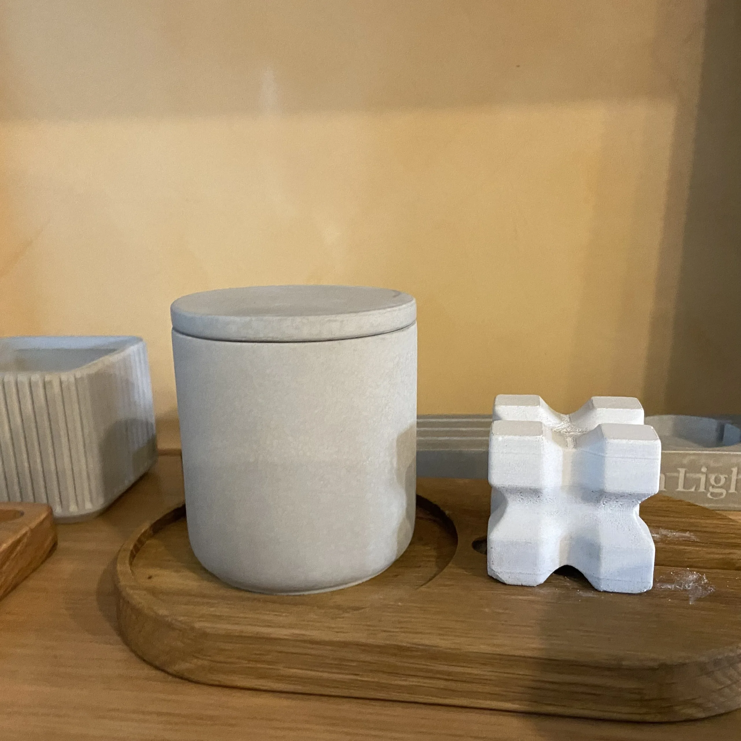 Table Decoration Home Concrete Jars Vietnam Lid Cylinder Handmade Round