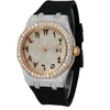 Two tone rose gold&arabic&silicone strap