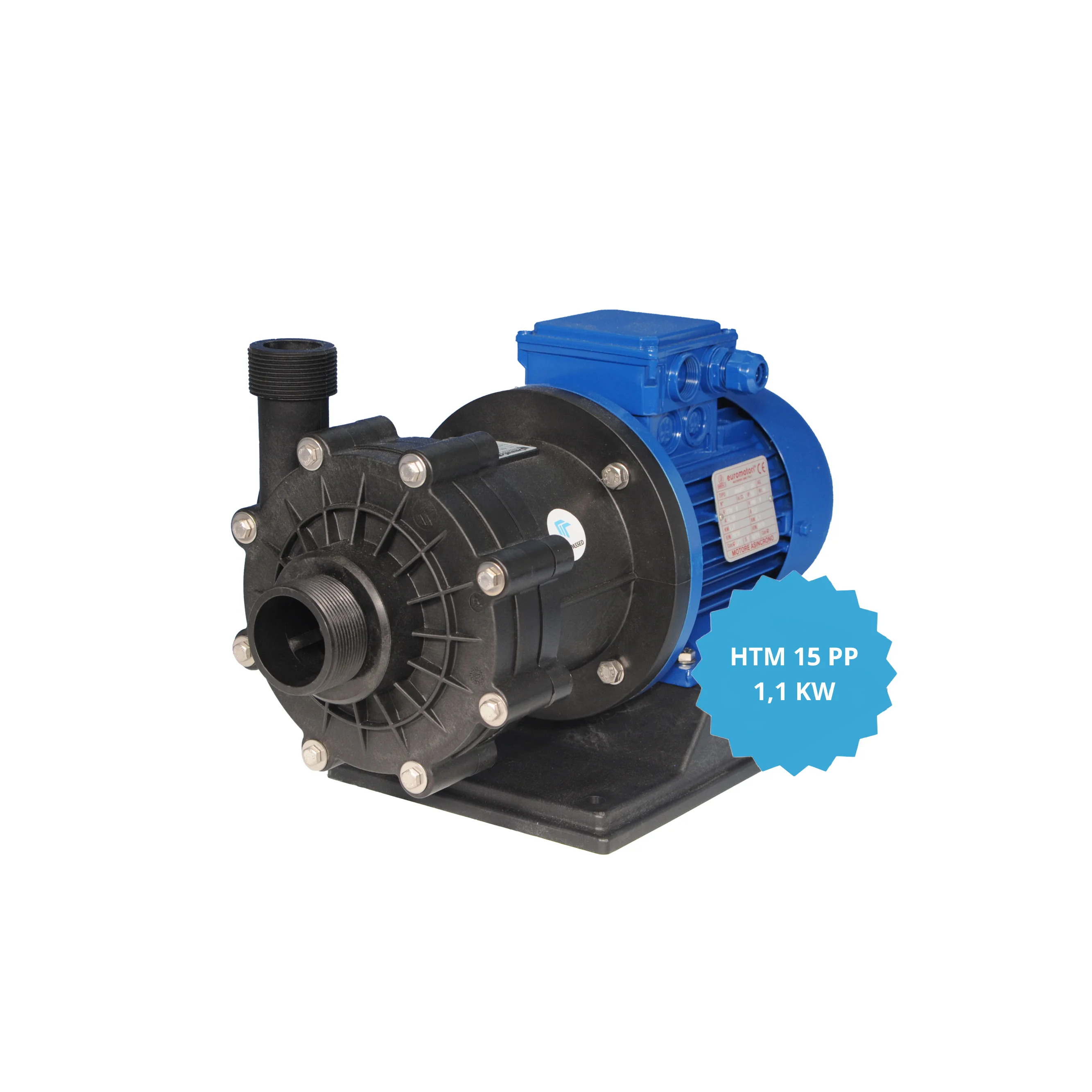 Centrifugal Mag Drive Pumps Model Htm 15 Pp With Motor 1,1 Kw Iec 80 B 2p Made Of Plastic Made