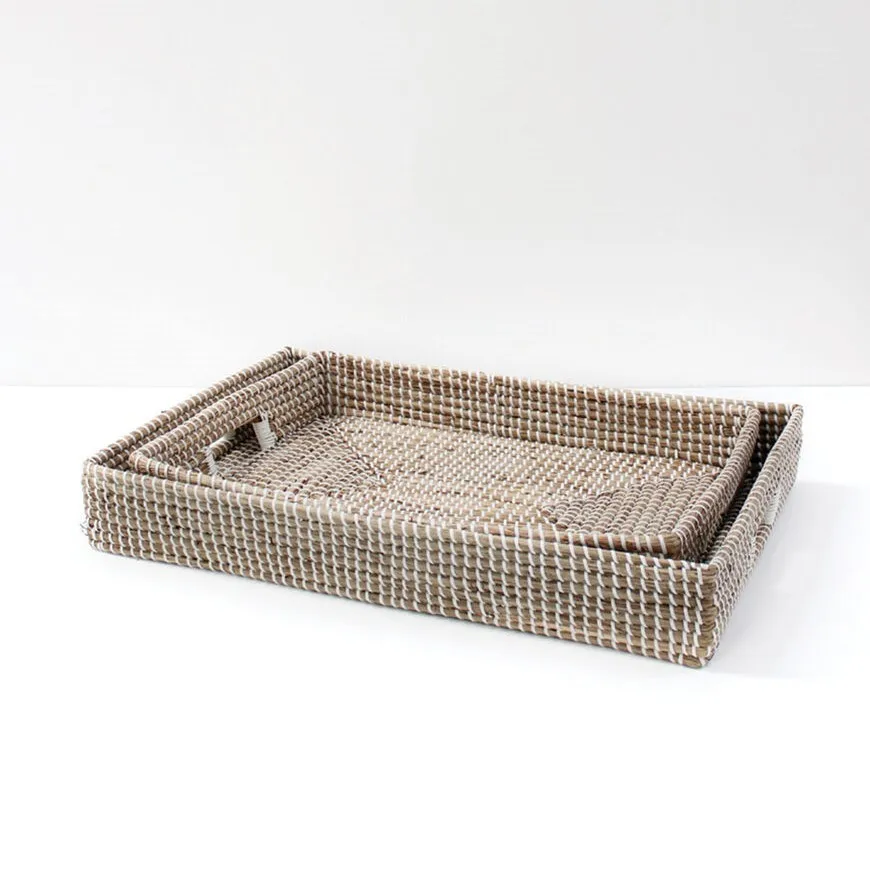 Excellent Beautiful Best Price Handwoven Rectangular square Seagrass Serving Tray From Vietnam