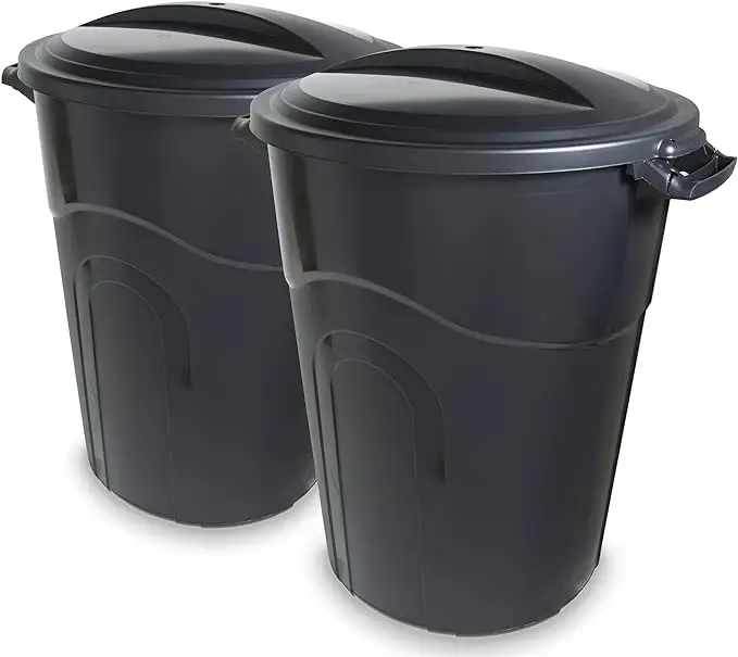 32 Gallon Garbage Can,,Attachable Click Lock Lid,Indoor Or Outdoor