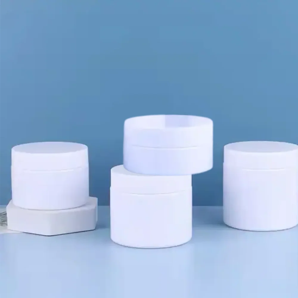 80ml 200ml 250ml 350ml Cosmetic Packaging White Container and White Lids Plastic Cream Pet Jar in Plastic Vietn