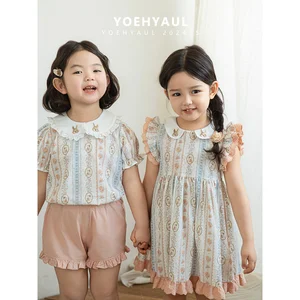 X4412 YOEHYAUL Children Clothing Set Clothes  Kids Clothing Luxury Baby Clothes for Kids Girls Clothes Summer Sets Wholesale