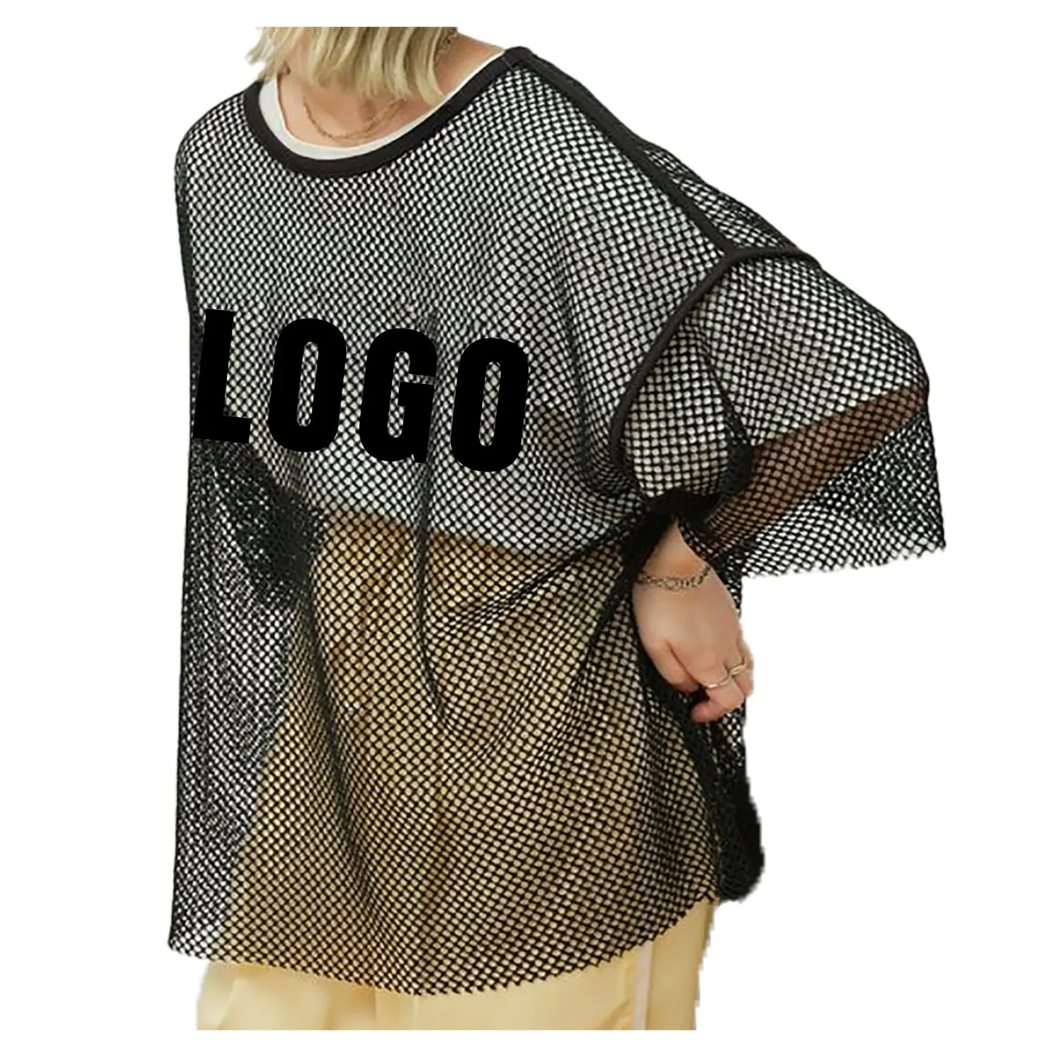 mesh♡ KNIT T-shirt MESH-PANEL KNITTED T-SHIRT - MOLE / OFF-WHITE | COS