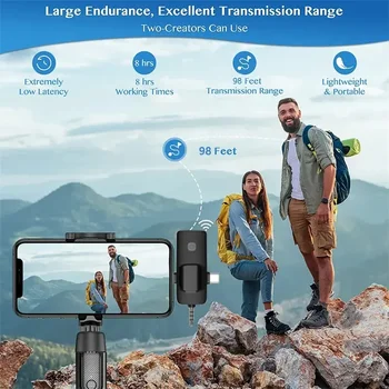 Hot Sale K15 Lightning Wireless Lavalier Microphone Type-C IOS Auto-syncs Microphone for Video Recording Vlog product image