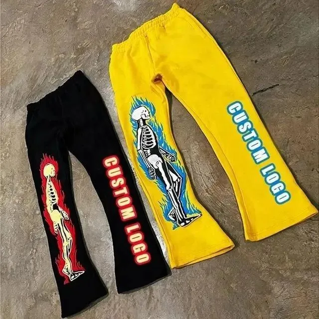 Wholesale Flare Joggers Track Pants Custom Loose Flare Sweat Pants Men Wide  Leg Trouser Stacked Flared Sweatpants Men