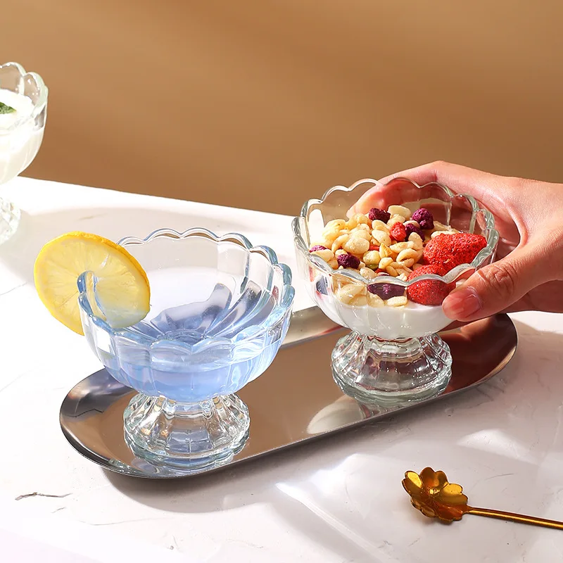 Top Seller High Quality Design Fancy Glass Ice Cream Cup Containers