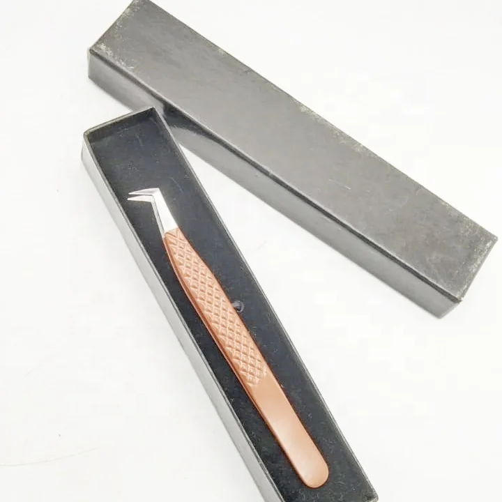 Volume Lash Tweezers Brown Powder Coated Comfortable Grip Solid